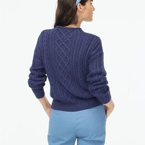 NWT J Crew Mockneck Cable-knit Sweater Medium Navy